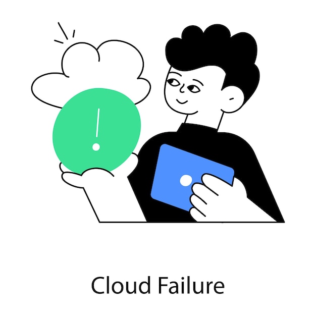 A man holding a green clock with a cloud failure written on it.