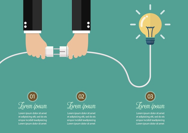 Man holding in hand plug and socket to connect an idea