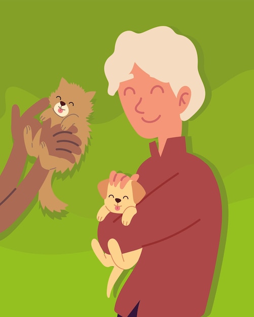 man holding his dog