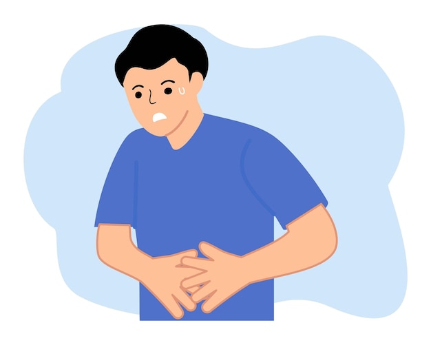man holding his stomach or stomach ache