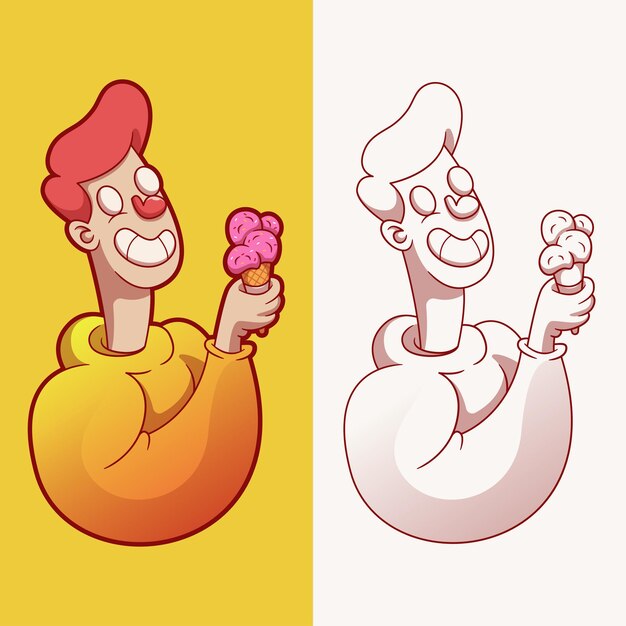 man holding ice cream illustration