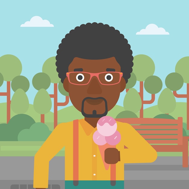 Man holding icecream.