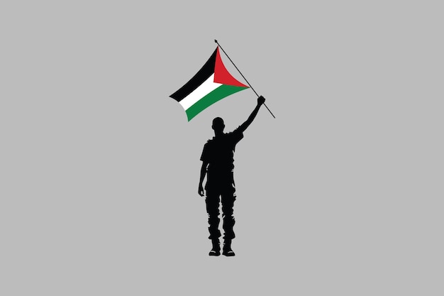 Vector a man holding the palestine flag flag of palestine original and simple palestine flag