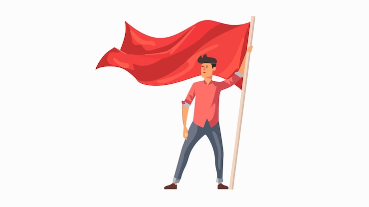 Vector a man holding a red flag with the words  do not know what it is