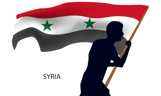 Vettore uomo con la bandiera della siria, illustrazione vettoriale