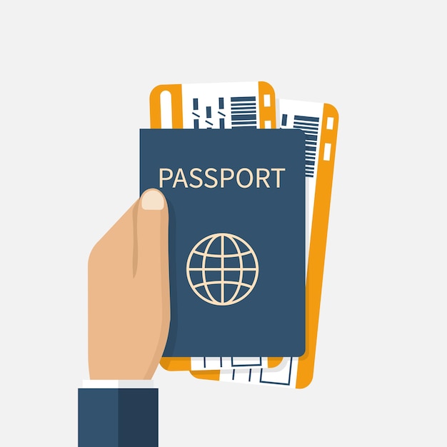 L'uomo tiene il passaporto