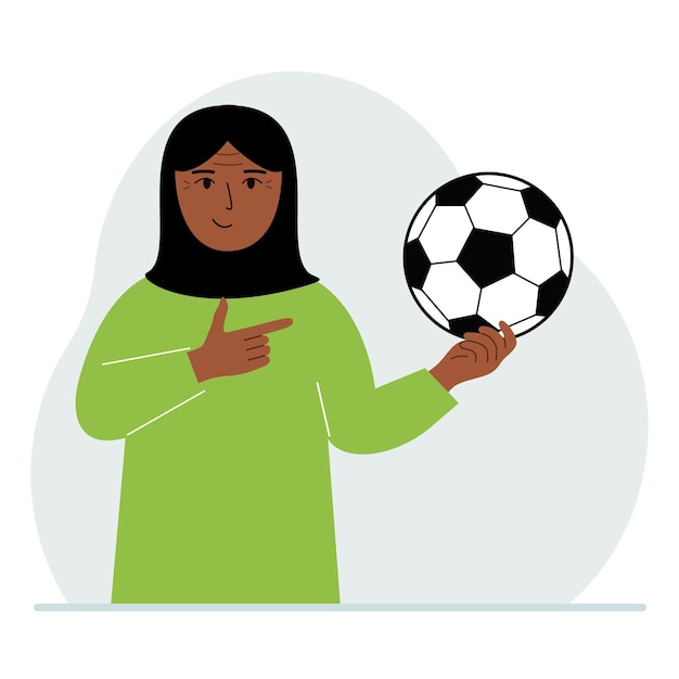 Vector a man holds a soccer ball in his hand the concept of a player fan or coach