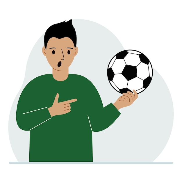 A man holds a soccer ball in his hand The concept of a player fan or coach