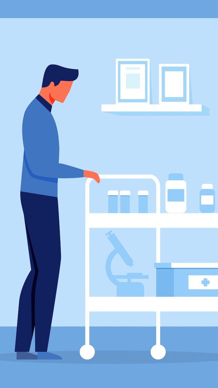 Vector man in hospital. patient or visitor character