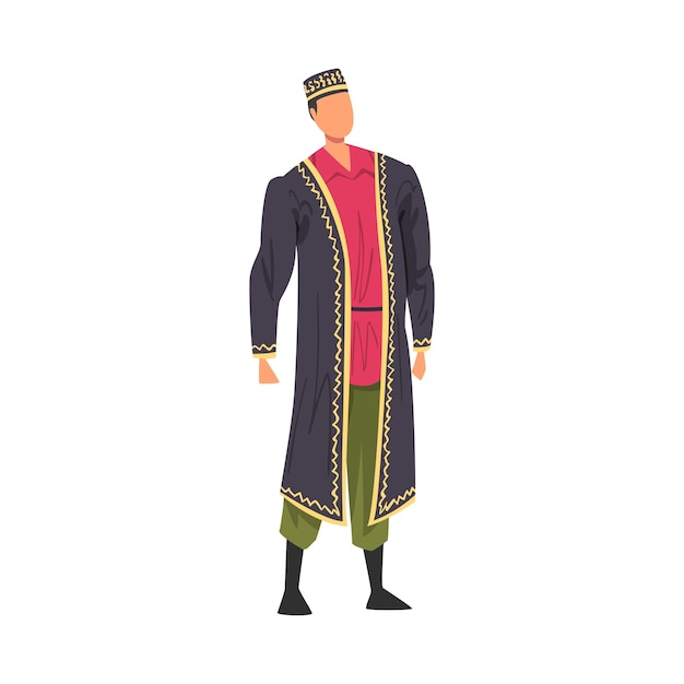 벡터 아시아 국가 의류 를 입은 남자 국가 의 전통 의복 을 입은 남자 대표 만화 스타일 터 일러스트레이션