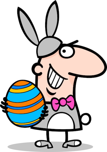 Man in easter bunny kostuum cartoon