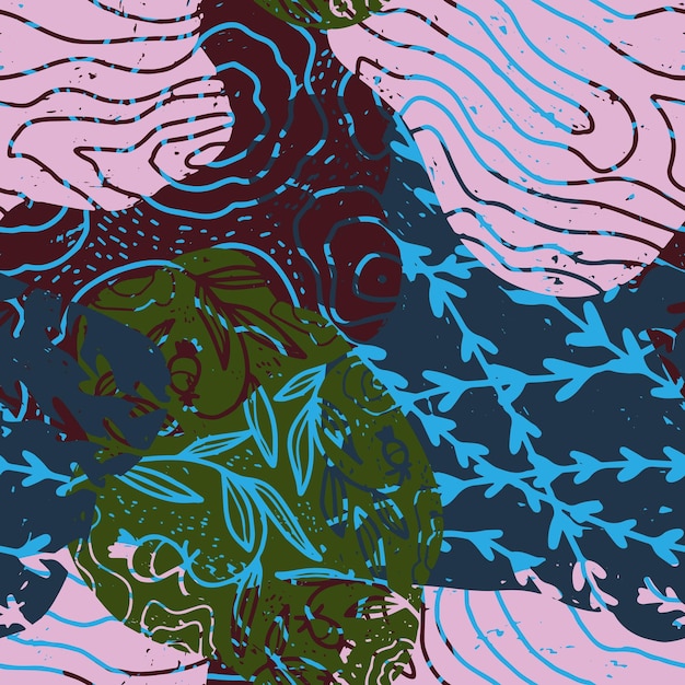 Man in lotushouding in een lotusbloem Illustratie in linosnede stijl Vector textuur element voor ontwerp