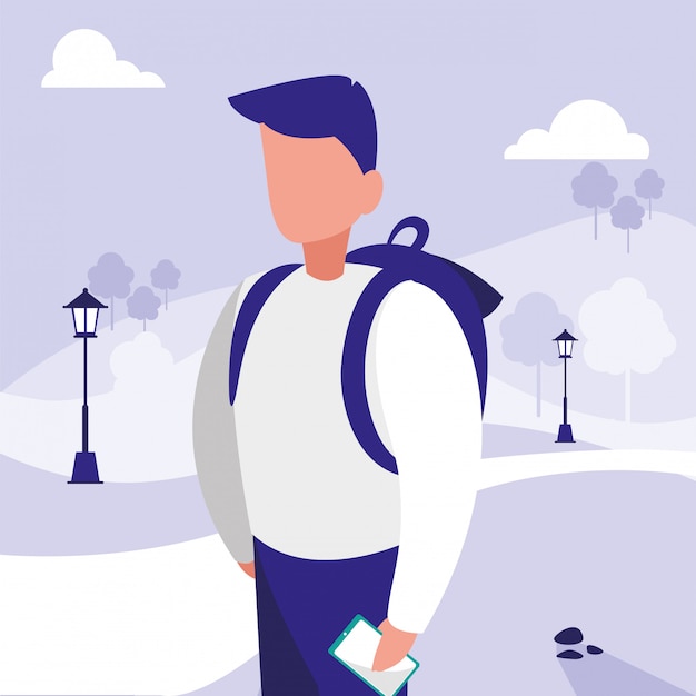 Man in park vector ontwerp