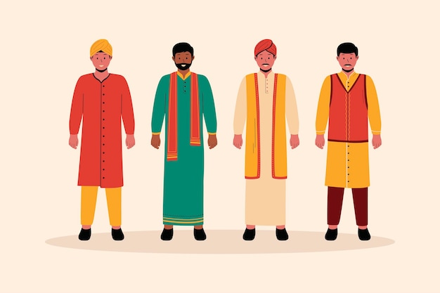 Vector man indian in traditional clothes illustration