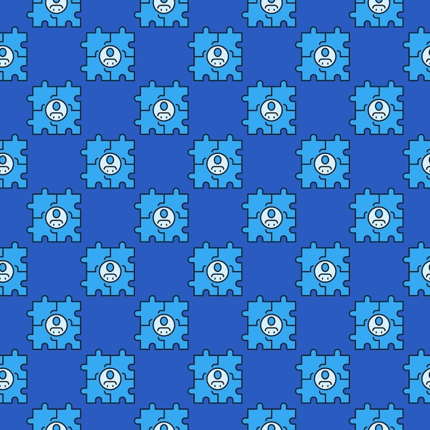 인간 내부 퍼즐 터 사회학 과학 및 파트너십 개념 파란색 원활한 패턴