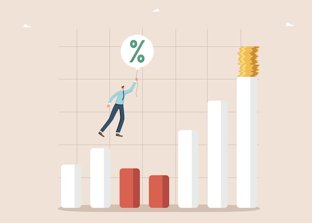 L'uomo sul palloncino degli interessi decolla secondo il grafico