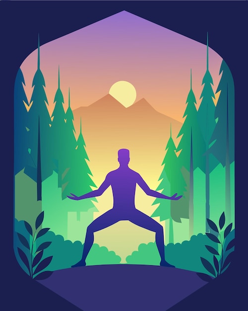 a man is dancing in the forest with the moon in the background