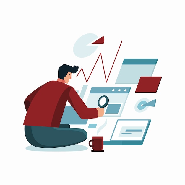 man is doing analysis from chart statistic