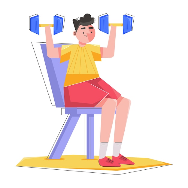 A man is doing exercises with dumbbells in a gym.