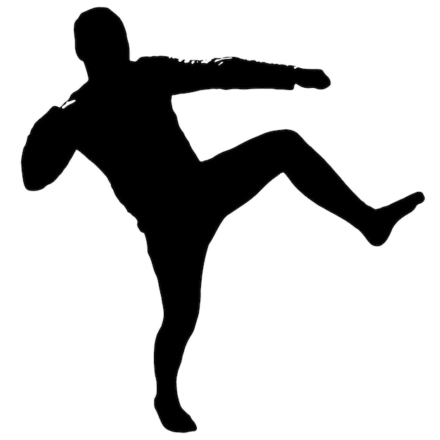 Vector a man is doing a kick with a white background.