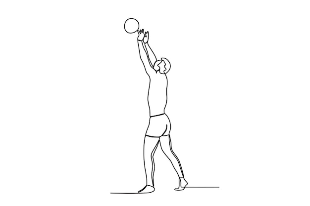 A man is doing the pass Beach volleyball oneline drawing