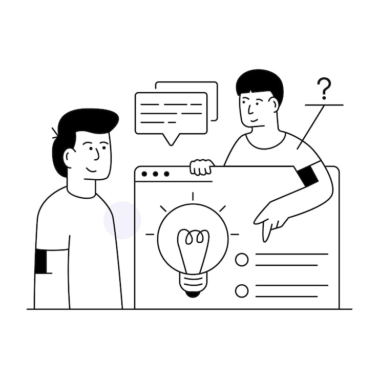 Vector a man is holding a big light bulb with a question mark on it.