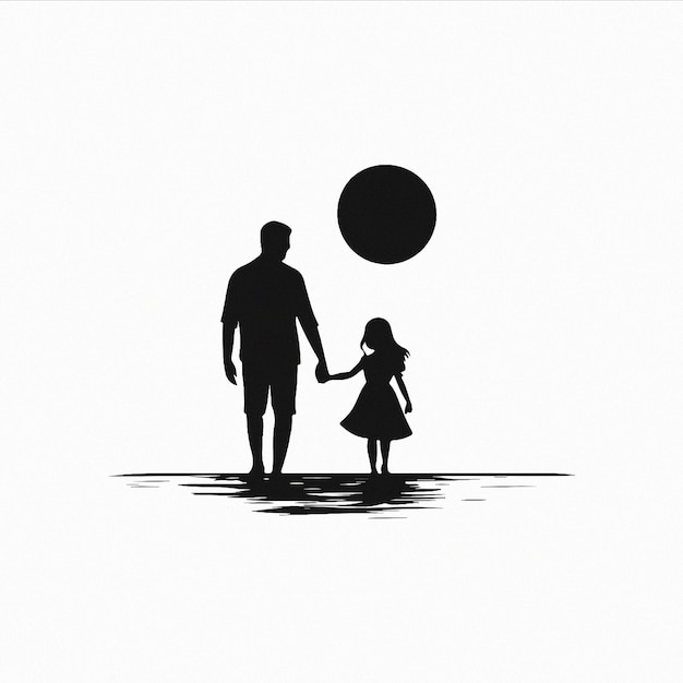 Vector a man is holding a child and the words father on the bottom