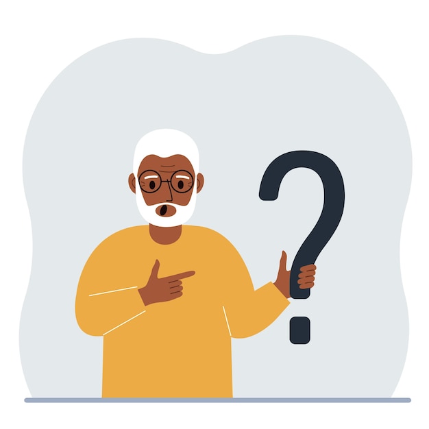 Vector a man is holding a question mark symbol ask questions and look for answers faq or frequently asked questions concept online support center