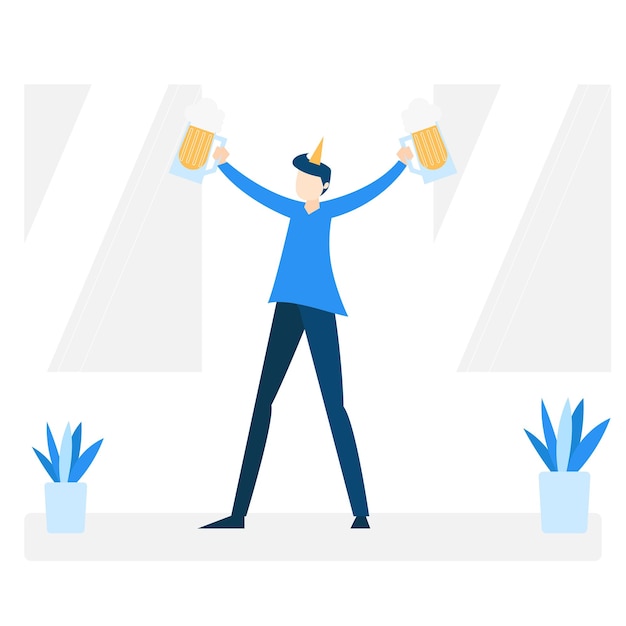 Vector a man is holding up two yellow boxes with the words hands up on them