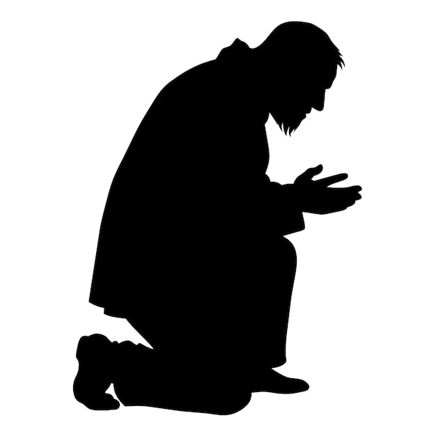 a man is kneeling in front of a white background with a shadow of a man