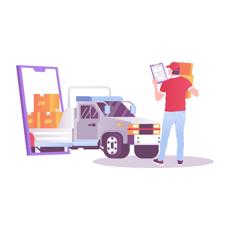 Vector a man is looking at a car with a sign that says  the word  on it