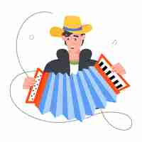 Vector a man is playing the piano with a keyboard and a musical instrument