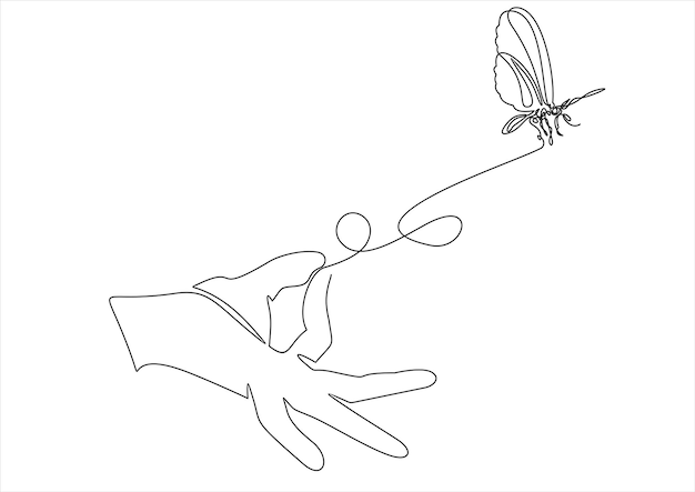 Vector a man is pulling a dragonfly on a string.