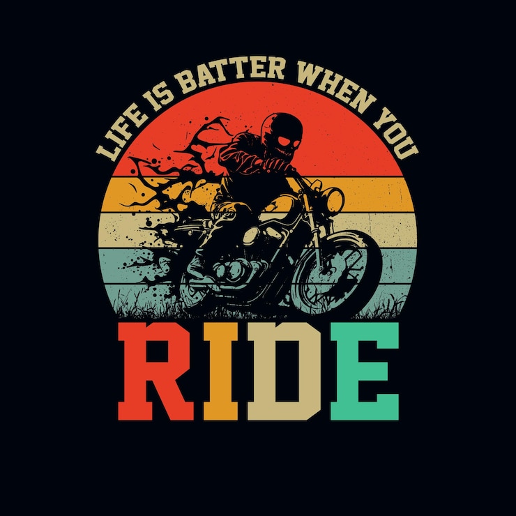 Vector a man is riding a motorcycle with the words life is better when he is riding motivational t shirt