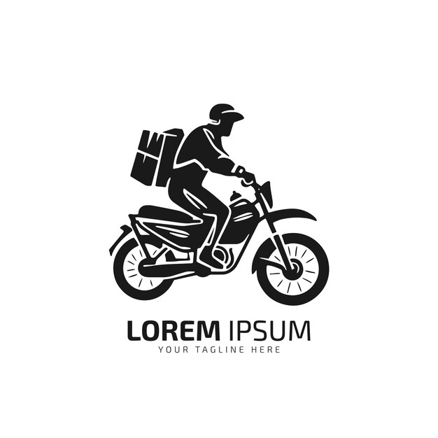 A man is riding a scooter bike logo vector delivery icon