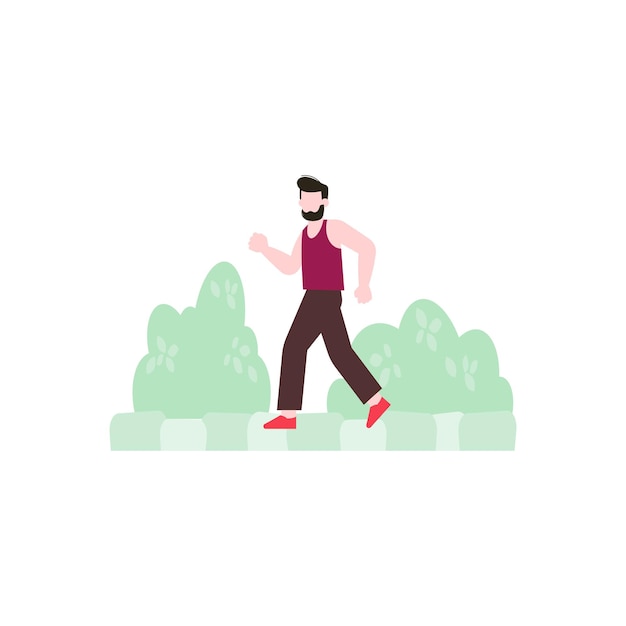 A man is running in a park.