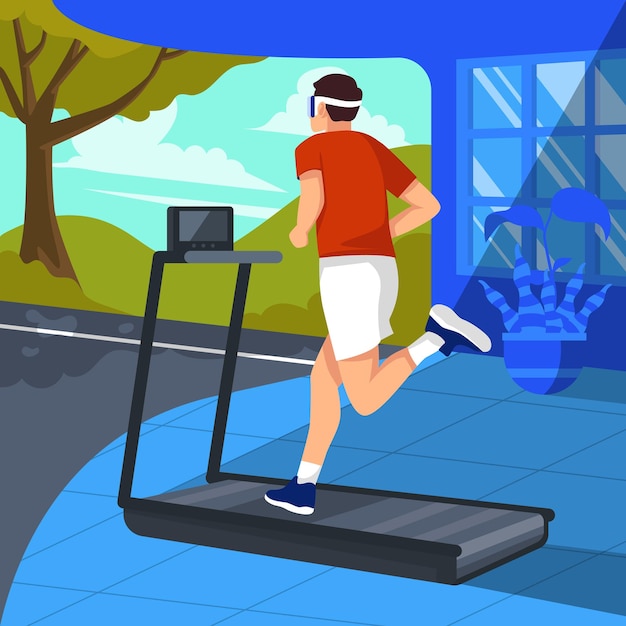 a man is running on a treadmill