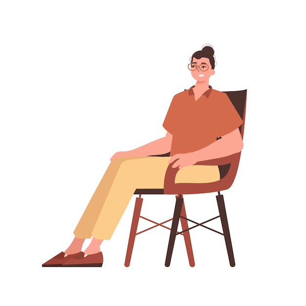 Vector the man is sitting in a chair character in modern trendy style