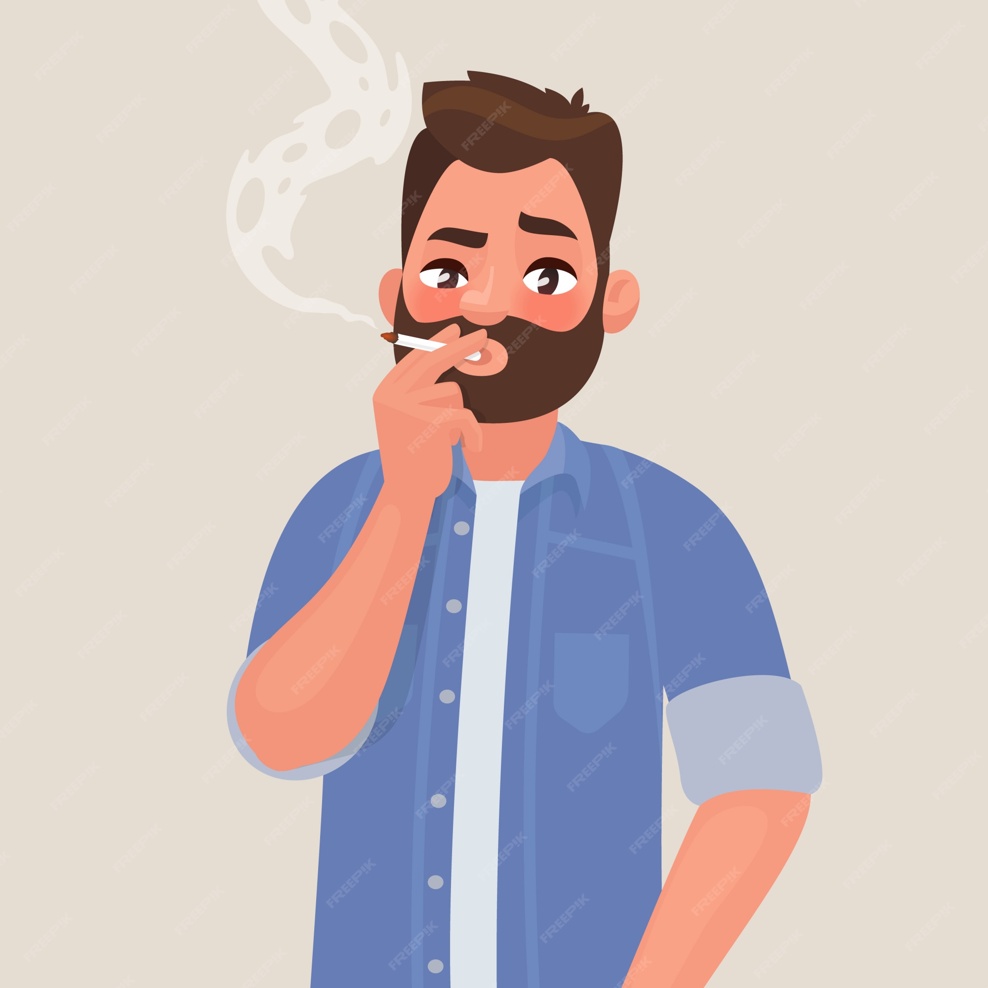 Premium Vector | Man is smoking a cigarette. tobacco dependence. the  concept of an unhealthy lifestyle