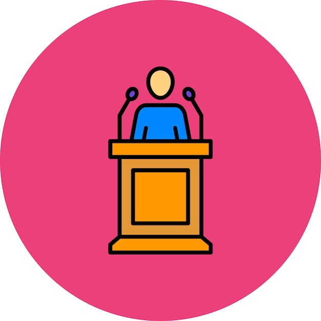 Vector a man is standing behind a podium that has a red background