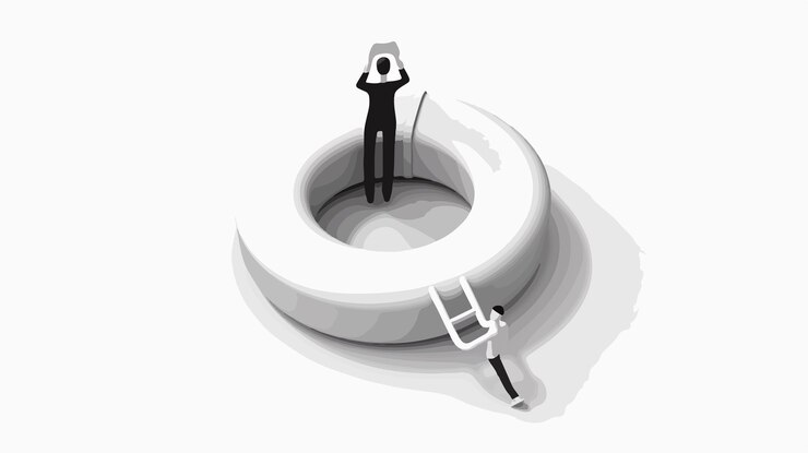 Vector a man is standing on a ring that has a man on it and the words  he is