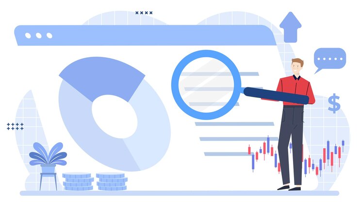 Vector a man is talking about profit stock market