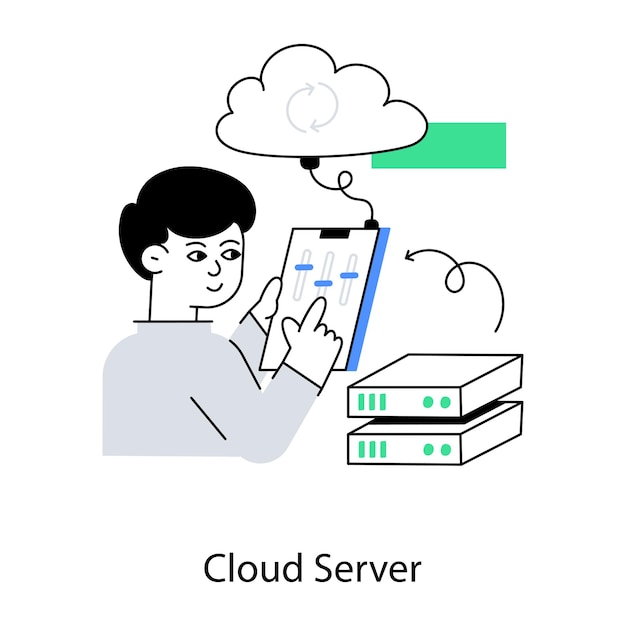 A man is working on a cloud server.