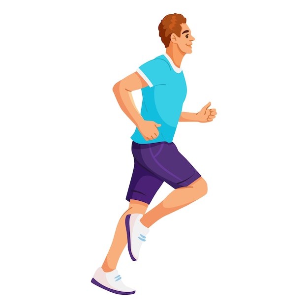 man jogging in activewear on white background vector illustration