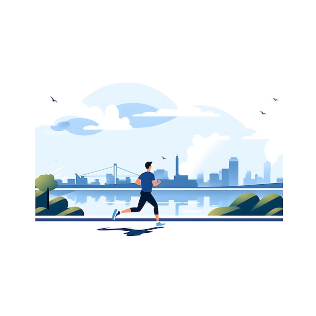 Man jogging by the waterfront flat vector svg solid color