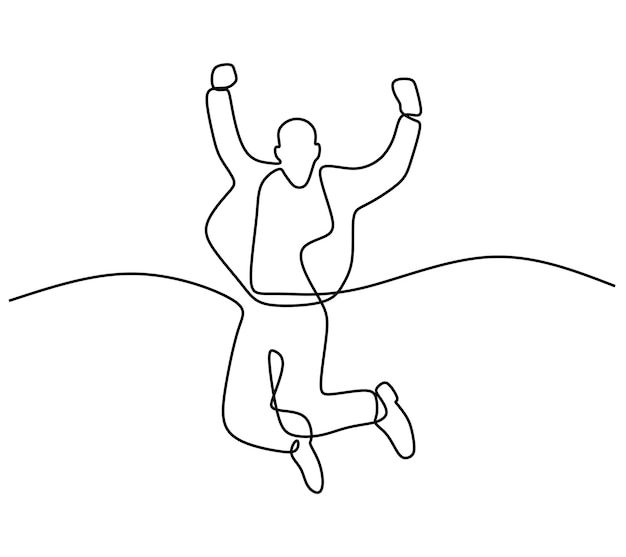 Man jump happy oneline continuous single line art