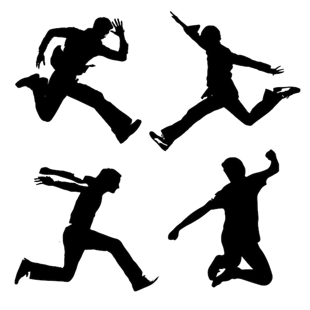 Man jump silhouette set vector design