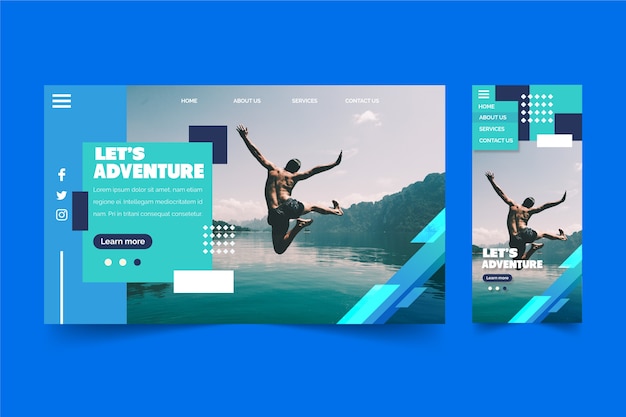 Man jumping in water landing page