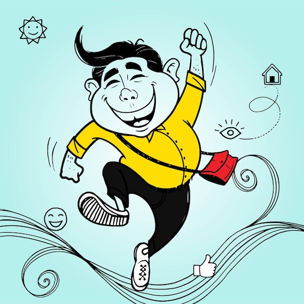 Man Jumping with joy Concept Illustration.