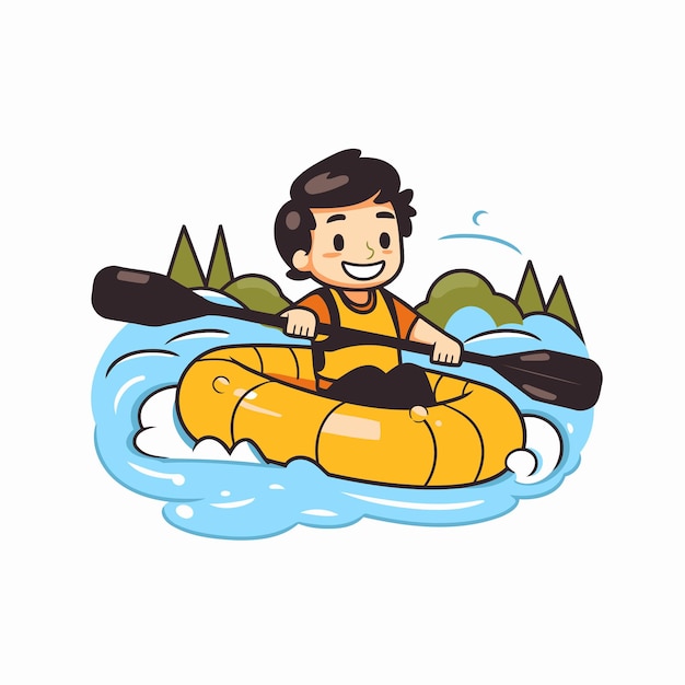 Man in a kayak Cartoon vector illustration on white background